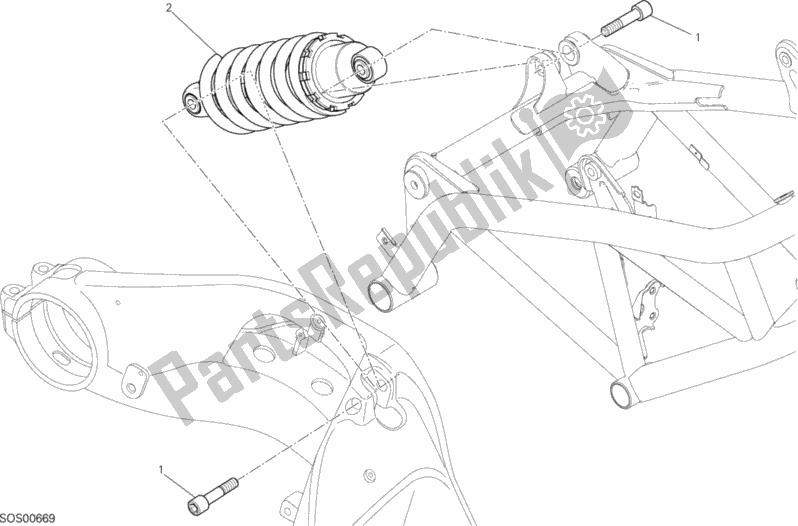 All parts for the Sospensione Posteriore of the Ducati Hypermotard Thailand 821 2015